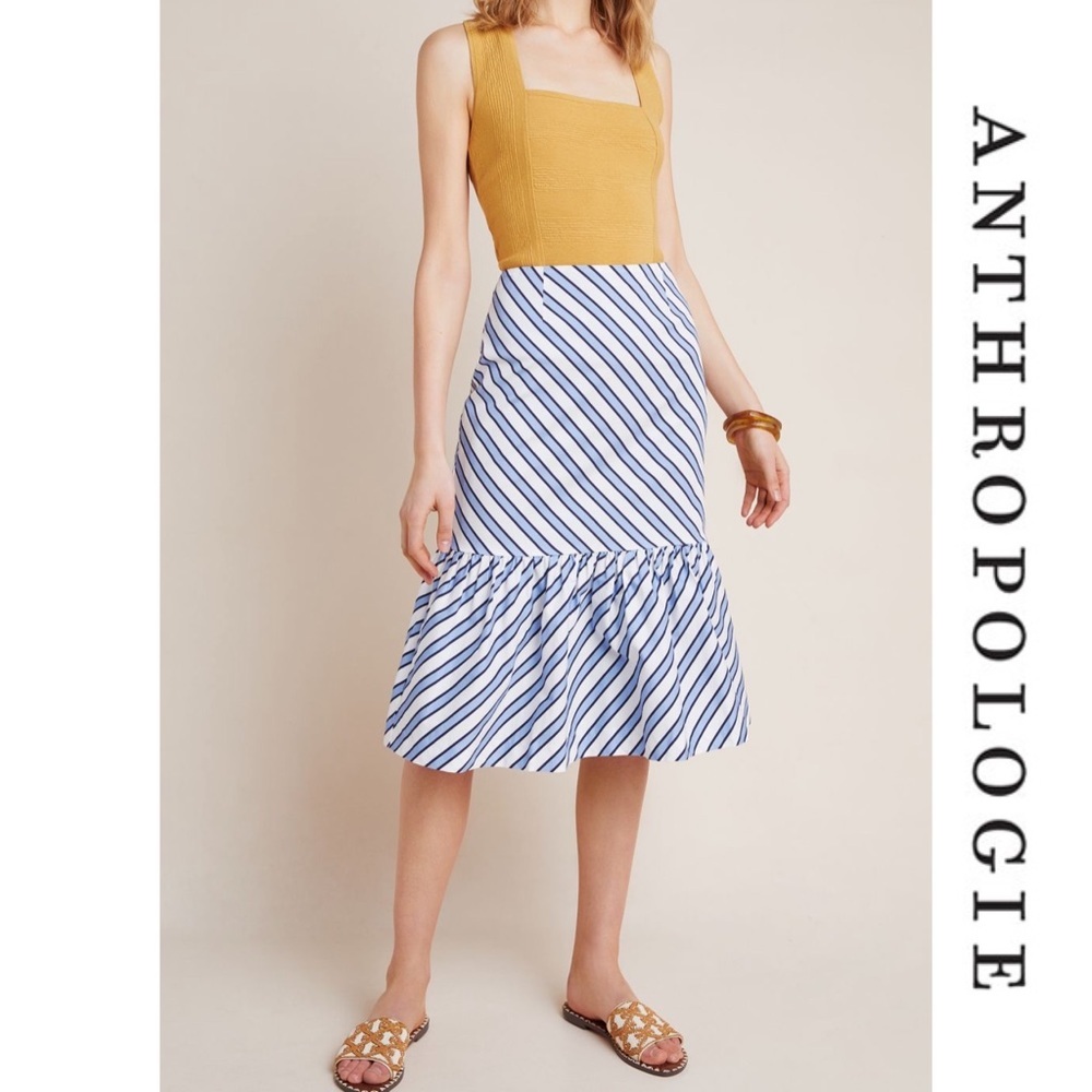 NWT Anthropologie Maeve Ryanne Flounced Midi Skirt